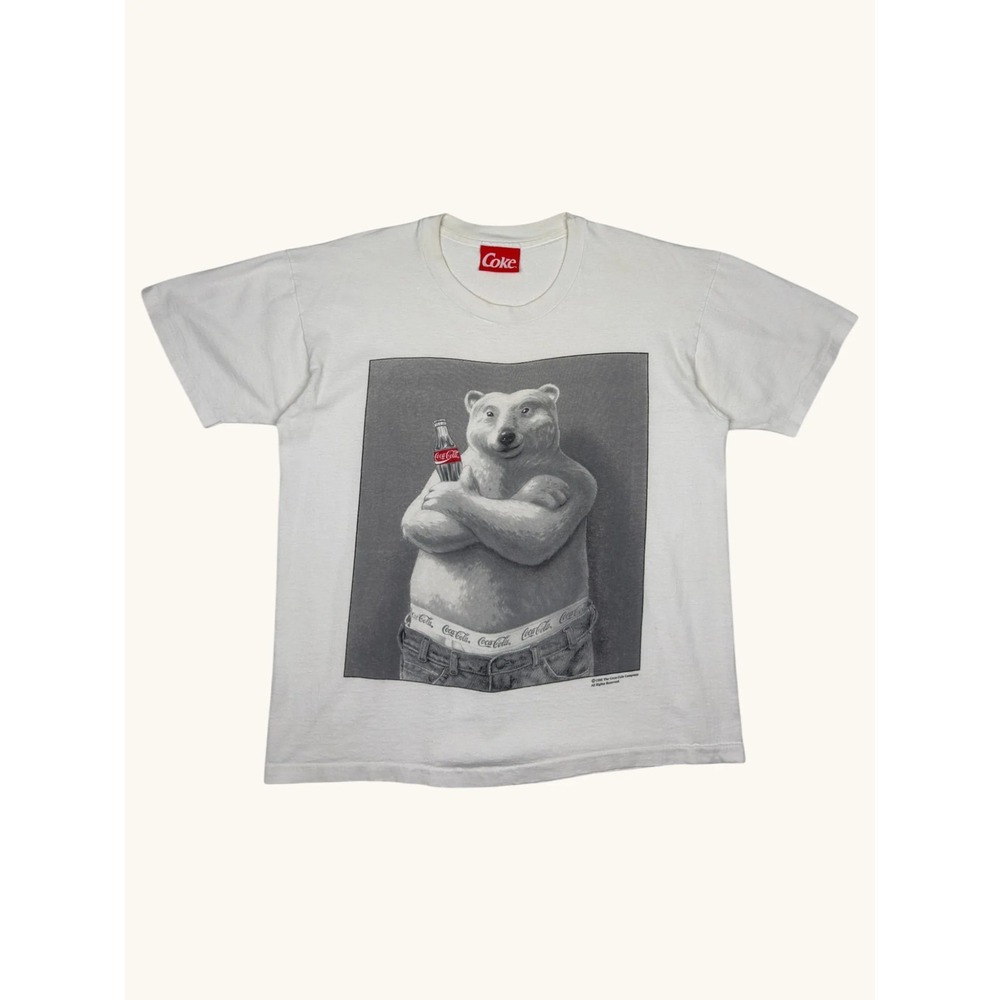 Vintage 1993 Coca-Cola Polar Bear T-Shirt White Mens Small 90s Coke Promo Tee